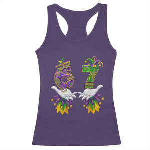 67 Mardi Gras Meme Racerback Tank Top Funny Six Seven Hand Carnival Trendy TS14 Purple Print Your Wear