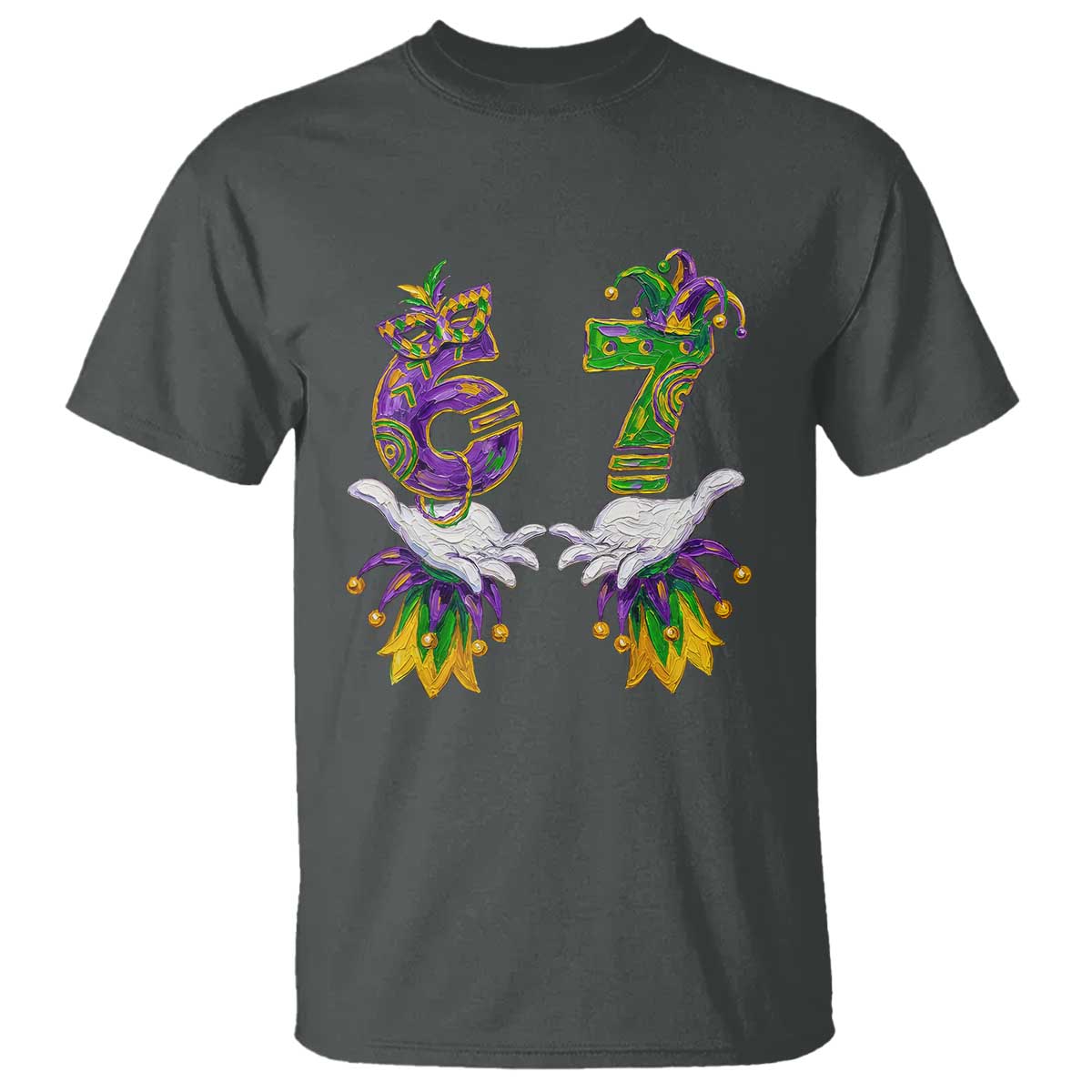 67 Mardi Gras Meme T Shirt Funny Six Seven Hand Carnival Trendy TS14 Dark Heather Print Your Wear
