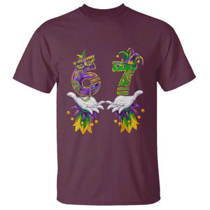 67 Mardi Gras Meme T Shirt Funny Six Seven Hand Carnival Trendy TS14 Maroon Print Your Wear