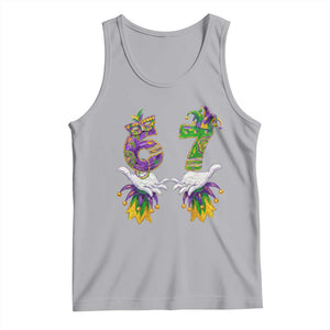 67 Mardi Gras Meme Tank Top Funny Six Seven Hand Carnival Trendy TS14 Athletic Heather Print Your Wear