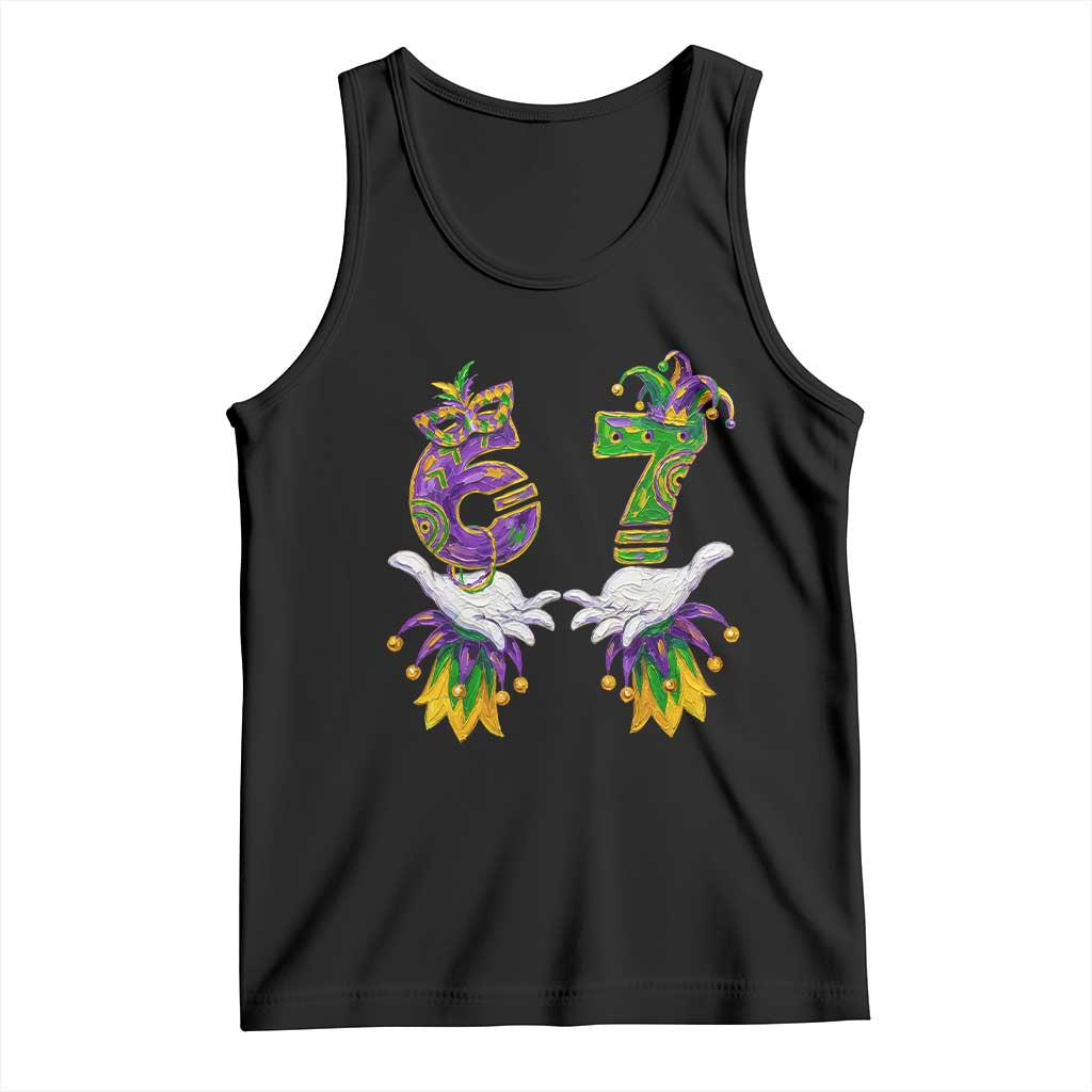67 Mardi Gras Meme Tank Top Funny Six Seven Hand Carnival Trendy TS14 Black Print Your Wear