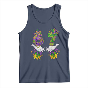 67 Mardi Gras Meme Tank Top Funny Six Seven Hand Carnival Trendy TS14 Navy Print Your Wear