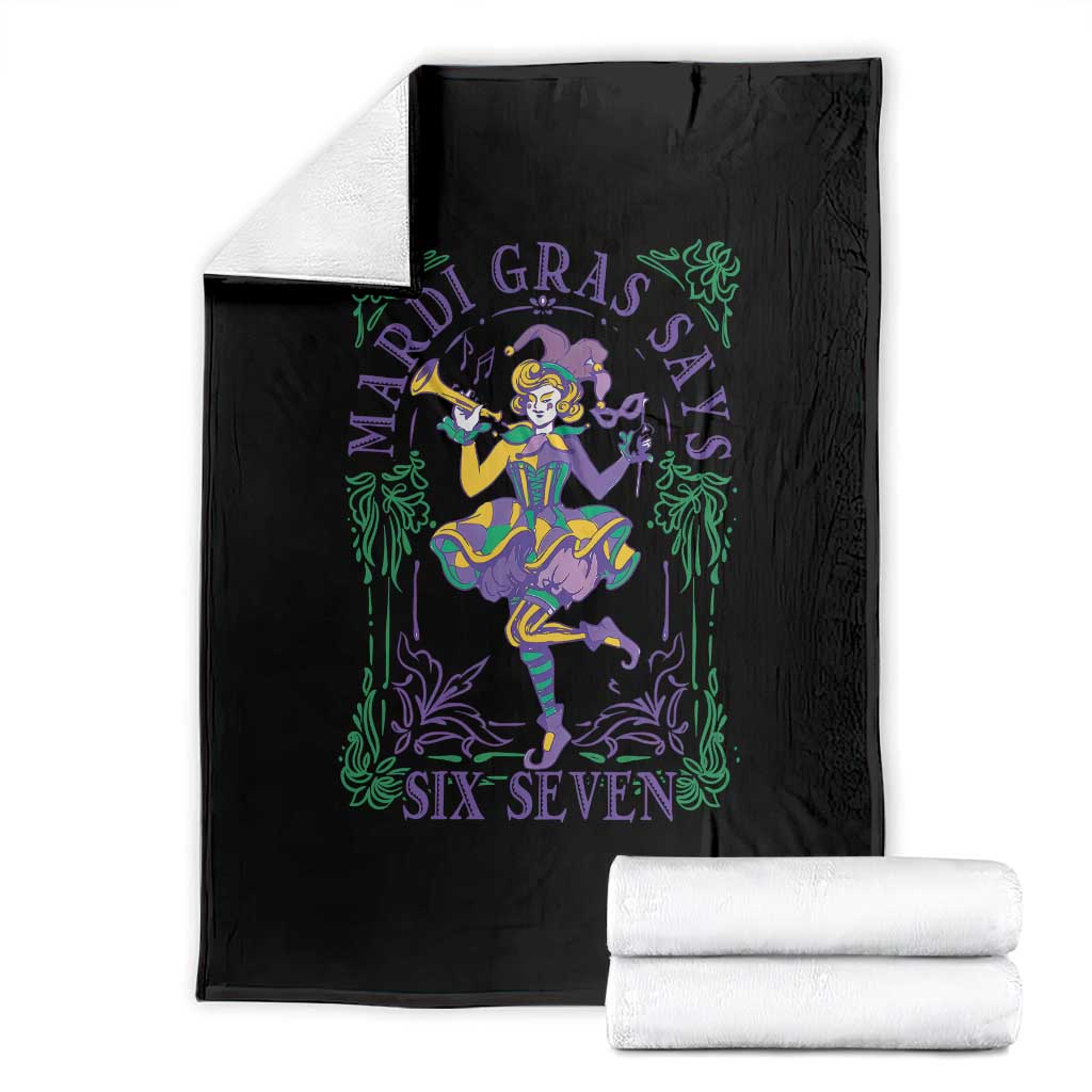67 Mardi Gras Throw Blanket Funny Six Seven Carnival Trendy TS14 Black Print Your Wear