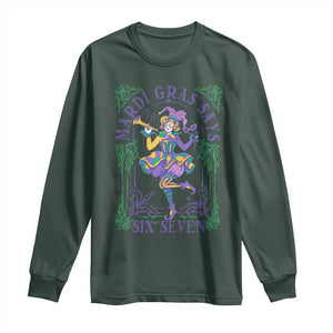 67 Mardi Gras Long Sleeve Shirt Funny Six Seven Carnival Trendy TS14 Dark Forest Green Print Your Wear