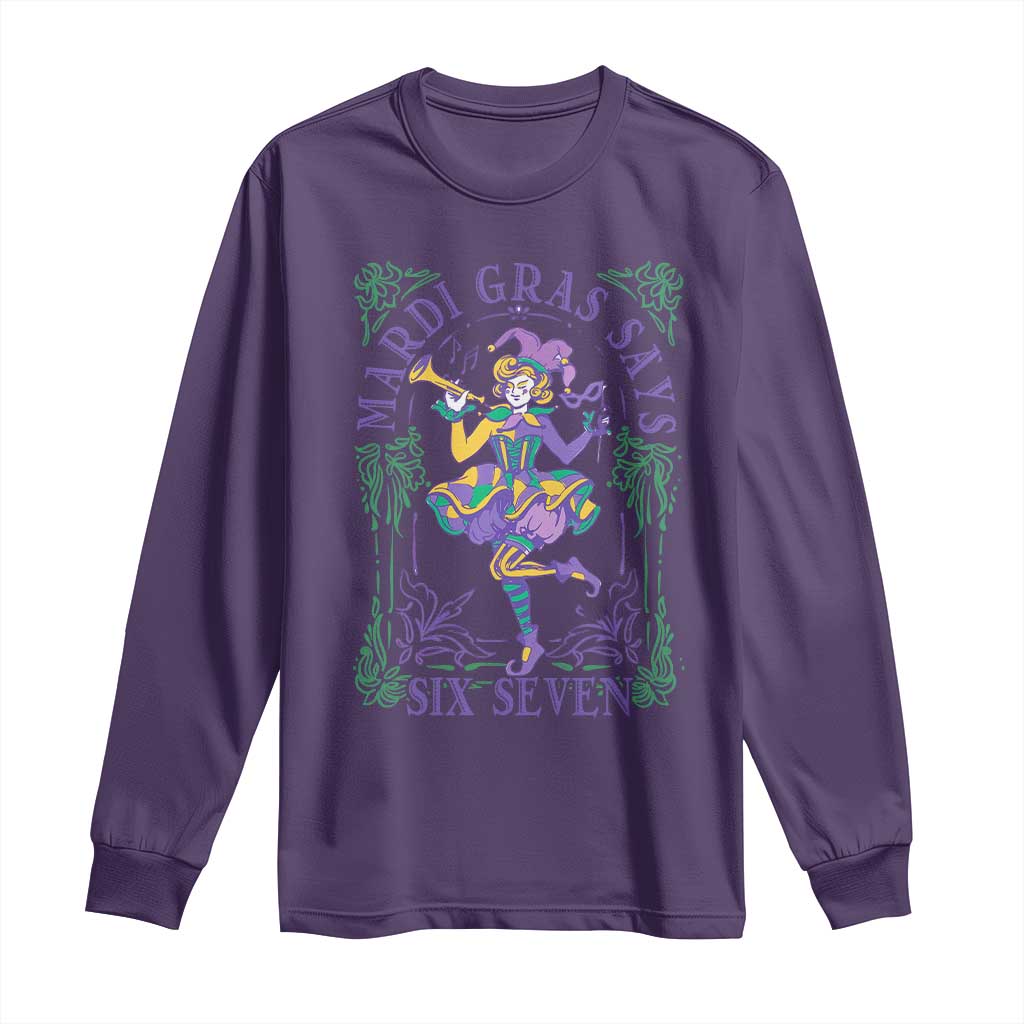 67 Mardi Gras Long Sleeve Shirt Funny Six Seven Carnival Trendy TS14 Purple Print Your Wear