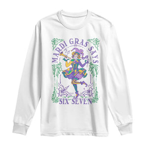 67 Mardi Gras Long Sleeve Shirt Funny Six Seven Carnival Trendy TS14 White Print Your Wear