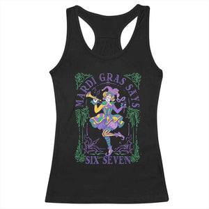 67 Mardi Gras Racerback Tank Top Funny Six Seven Carnival Trendy TS14 Black Print Your Wear