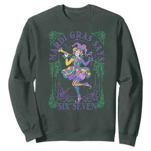 67 Mardi Gras Sweatshirt Funny Six Seven Carnival Trendy TS14 Dark Forest Green Print Your Wear