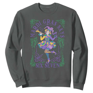 67 Mardi Gras Sweatshirt Funny Six Seven Carnival Trendy TS14 Dark Heather Print Your Wear