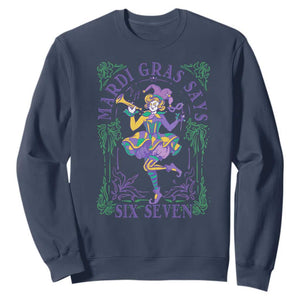 67 Mardi Gras Sweatshirt Funny Six Seven Carnival Trendy TS14 Navy Print Your Wear