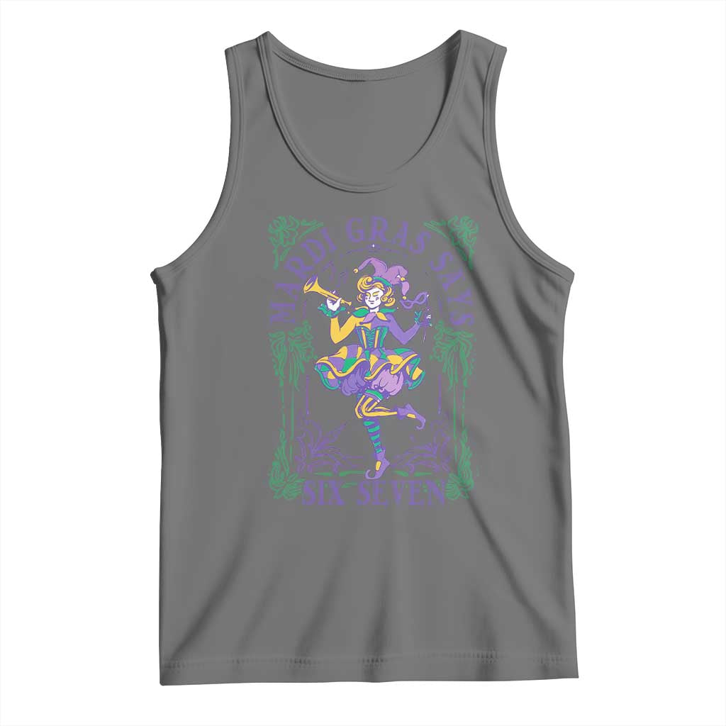 67 Mardi Gras Tank Top Funny Six Seven Carnival Trendy TS14 Black Heather Print Your Wear