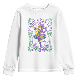 67 Mardi Gras Youth Sweatshirt Funny Six Seven Carnival Trendy TS14 White Print Your Wear