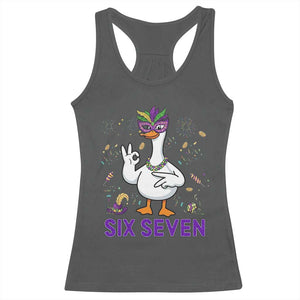 67 Mardi Gras Racerback Tank Top Funny Goose Meme Carnival Trendy TS14 Dark Heather Print Your Wear