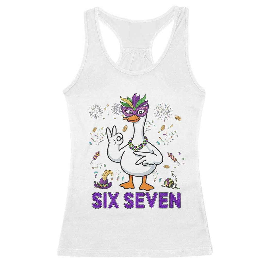 67 Mardi Gras Racerback Tank Top Funny Goose Meme Carnival Trendy TS14 White Print Your Wear