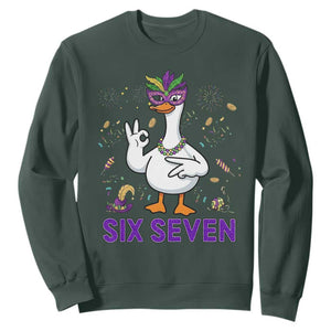67 Mardi Gras Sweatshirt Funny Goose Meme Carnival Trendy TS14 Dark Forest Green Print Your Wear