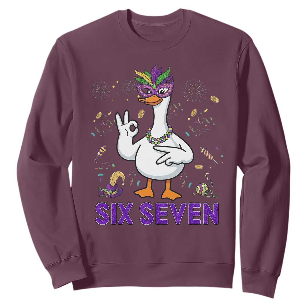 67 Mardi Gras Sweatshirt Funny Goose Meme Carnival Trendy TS14 Maroon Print Your Wear