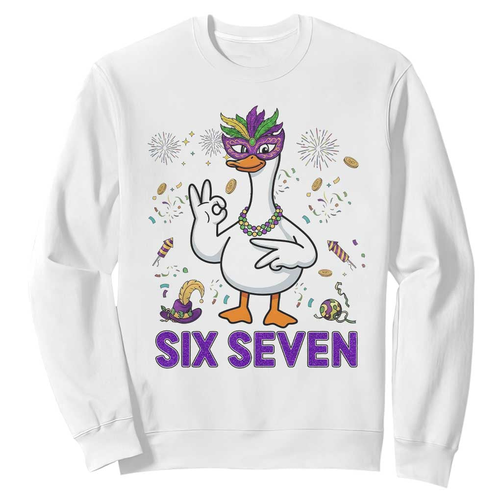 67 Mardi Gras Sweatshirt Funny Goose Meme Carnival Trendy TS14 White Print Your Wear