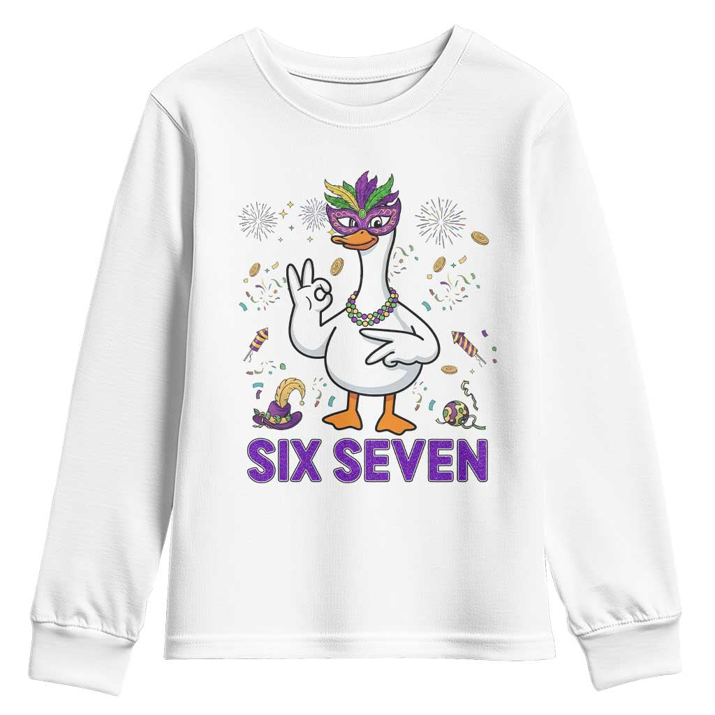 67 Mardi Gras Youth Sweatshirt Funny Goose Meme Carnival Trendy TS14 White Print Your Wear