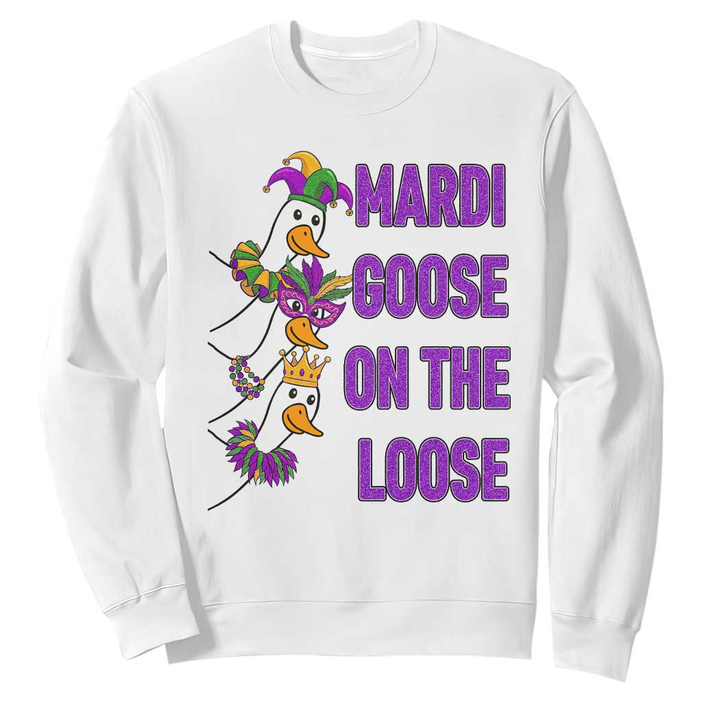 Funny Mardi Gras Sweatshirt Louisiana Carnival Silly Goose Festival TS14 White Print Your Wear