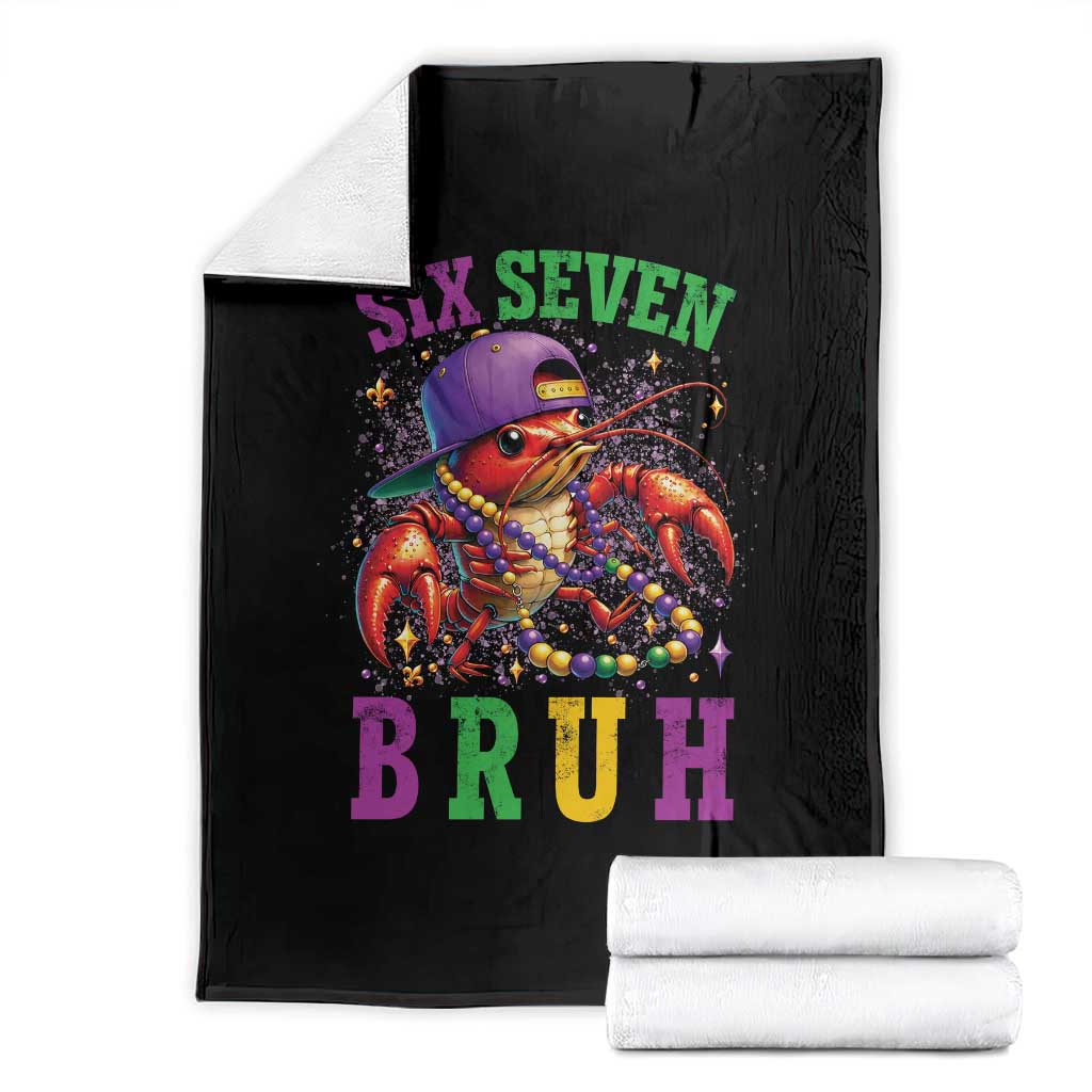 67 Mardi Gras Throw Blanket Funny Crawfish Six Seven Bruh Meme TS14 Black Print Your Wear