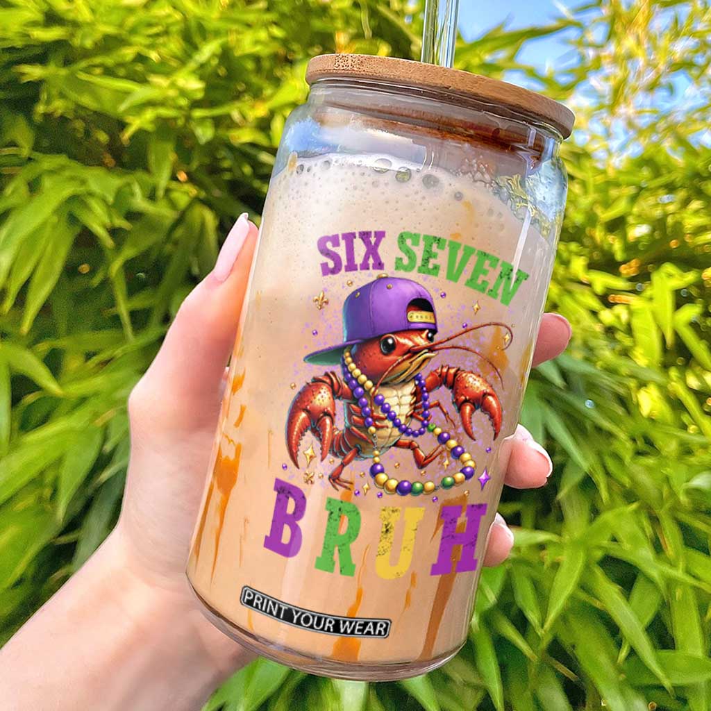 67 Mardi Gras Glass Can Funny Crawfish Six Seven Bruh Meme TS14 Black Print Your Wear