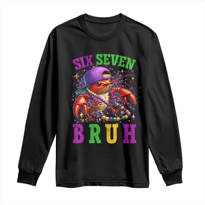 67 Mardi Gras Long Sleeve Shirt Funny Crawfish Six Seven Bruh Meme TS14 Black Print Your Wear