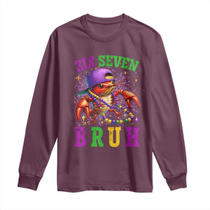67 Mardi Gras Long Sleeve Shirt Funny Crawfish Six Seven Bruh Meme TS14 Maroon Print Your Wear