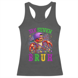 67 Mardi Gras Racerback Tank Top Funny Crawfish Six Seven Bruh Meme TS14 Dark Heather Print Your Wear
