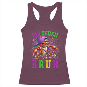 67 Mardi Gras Racerback Tank Top Funny Crawfish Six Seven Bruh Meme TS14 Maroon Print Your Wear