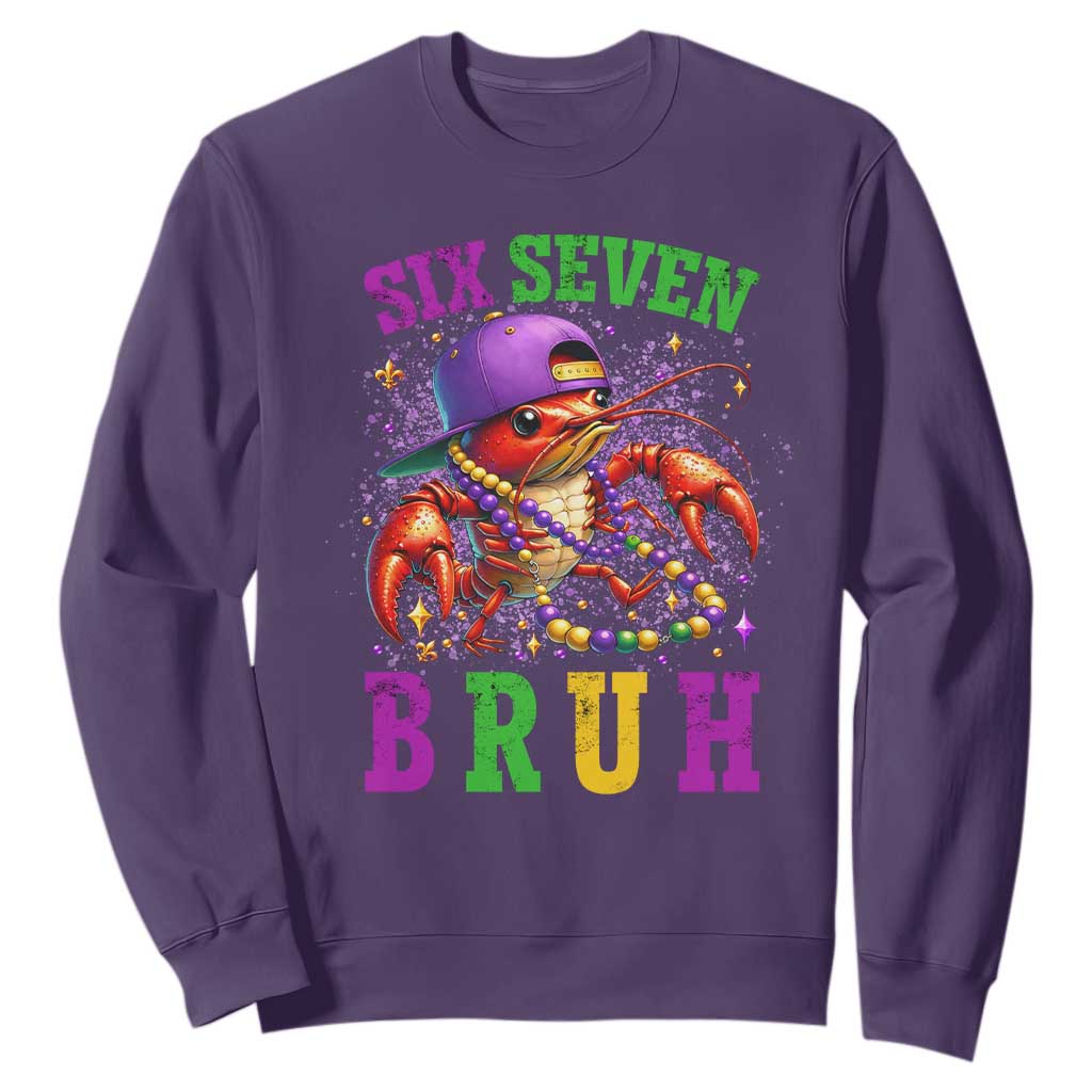 67 Mardi Gras Sweatshirt Funny Crawfish Six Seven Bruh Meme TS14 Purple Print Your Wear