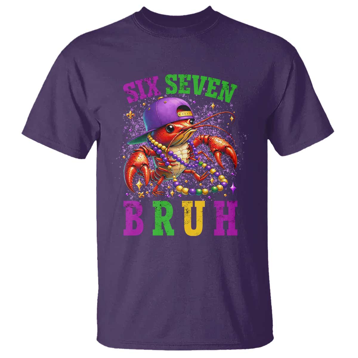 67 Mardi Gras T Shirt Funny Crawfish Six Seven Bruh Meme TS14 Purple Print Your Wear