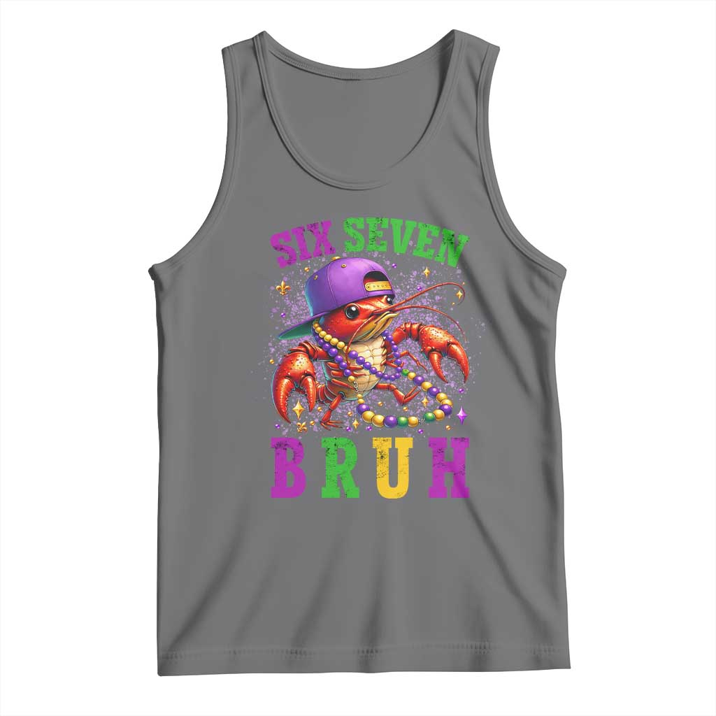 67 Mardi Gras Tank Top Funny Crawfish Six Seven Bruh Meme TS14 Black Heather Print Your Wear