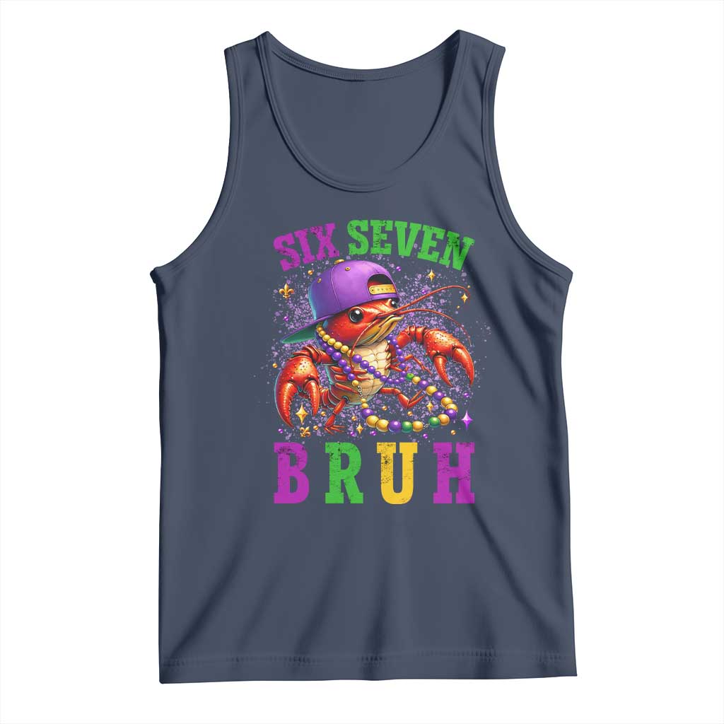 67 Mardi Gras Tank Top Funny Crawfish Six Seven Bruh Meme TS14 Navy Print Your Wear