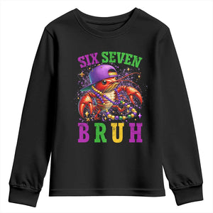 67 Mardi Gras Youth Sweatshirt Funny Crawfish Six Seven Bruh Meme TS14 Black Print Your Wear