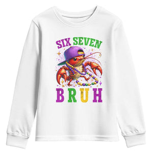 67 Mardi Gras Youth Sweatshirt Funny Crawfish Six Seven Bruh Meme TS14 White Print Your Wear