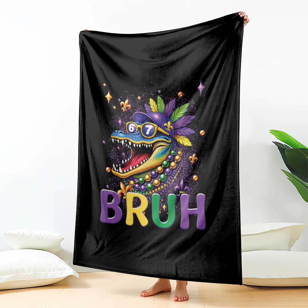 67 Mardi Gras Throw Blanket Funny Alligator Six Seven Bruh Meme TS14 Print Your Wear