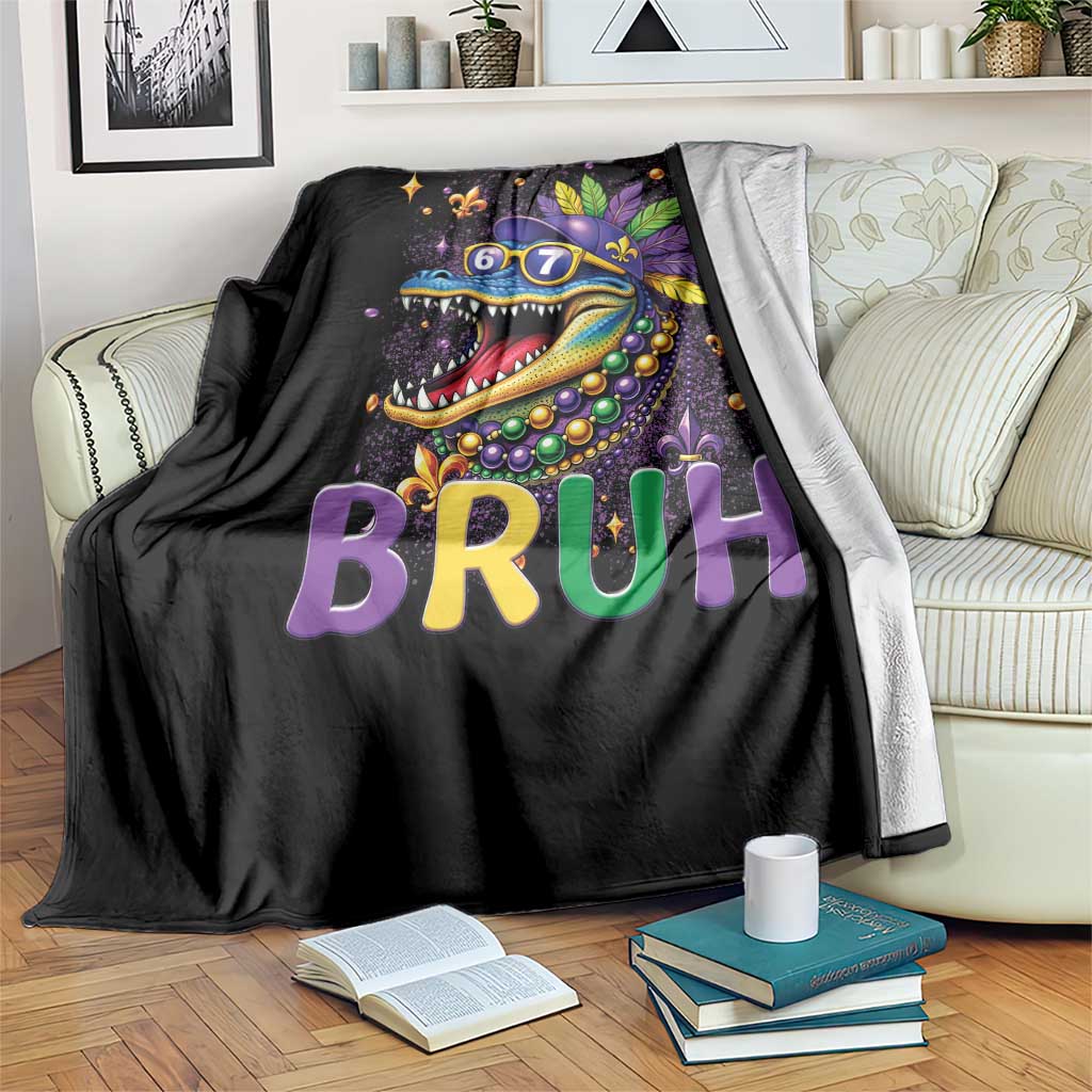 67 Mardi Gras Throw Blanket Funny Alligator Six Seven Bruh Meme TS14 Print Your Wear