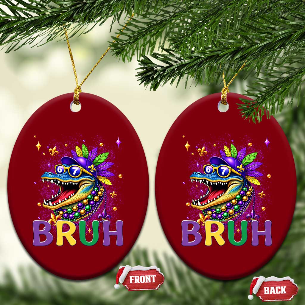 67 Mardi Gras Ceramic Ornament Funny Alligator Six Seven Bruh Meme TS14 Print Your Wear