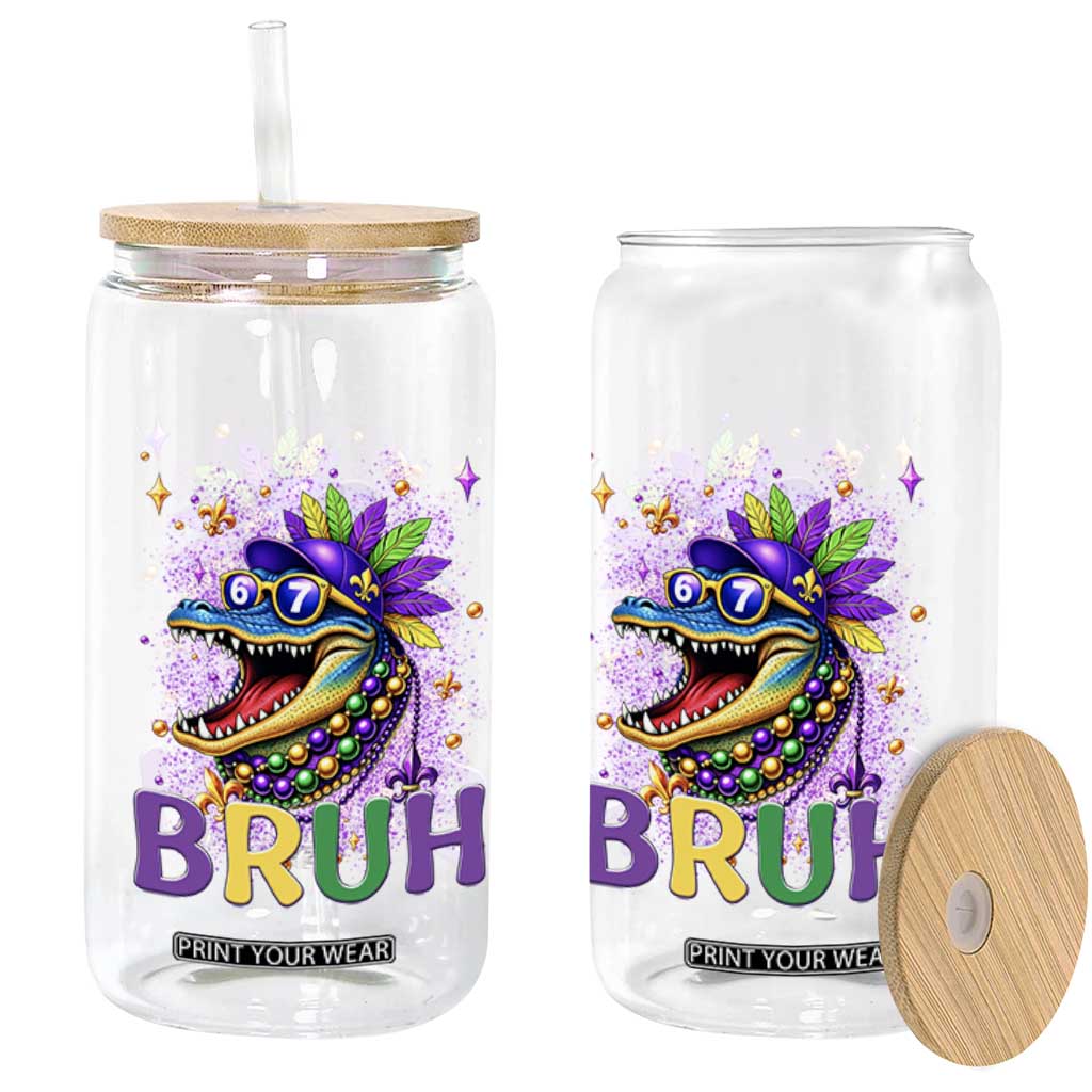 67 Mardi Gras Glass Can Funny Alligator Six Seven Bruh Meme TS14 Print Your Wear
