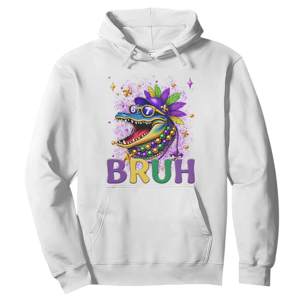 67 Mardi Gras Hoodie Funny Alligator Six Seven Bruh Meme TS14 White Print Your Wear