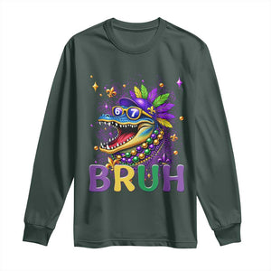 67 Mardi Gras Long Sleeve Shirt Funny Alligator Six Seven Bruh Meme TS14 Dark Forest Green Print Your Wear