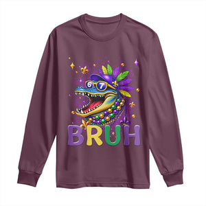 67 Mardi Gras Long Sleeve Shirt Funny Alligator Six Seven Bruh Meme TS14 Maroon Print Your Wear