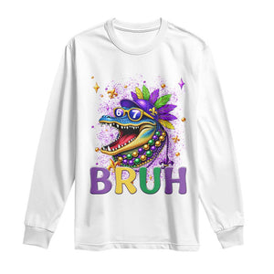 67 Mardi Gras Long Sleeve Shirt Funny Alligator Six Seven Bruh Meme TS14 White Print Your Wear