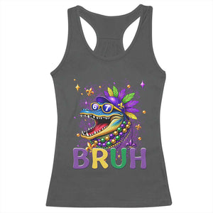 67 Mardi Gras Racerback Tank Top Funny Alligator Six Seven Bruh Meme TS14 Dark Heather Print Your Wear