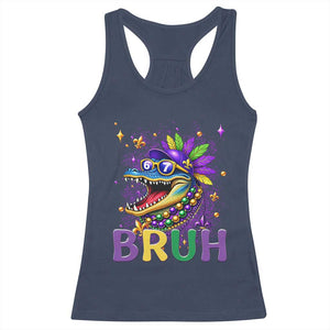 67 Mardi Gras Racerback Tank Top Funny Alligator Six Seven Bruh Meme TS14 Navy Print Your Wear