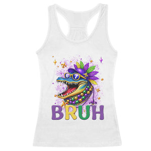 67 Mardi Gras Racerback Tank Top Funny Alligator Six Seven Bruh Meme TS14 White Print Your Wear