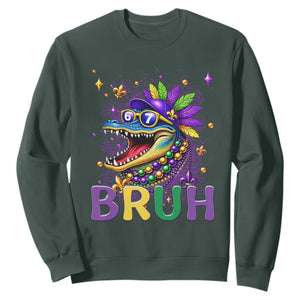 67 Mardi Gras Sweatshirt Funny Alligator Six Seven Bruh Meme TS14 Dark Forest Green Print Your Wear