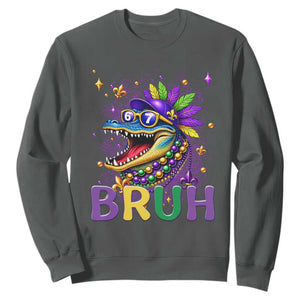 67 Mardi Gras Sweatshirt Funny Alligator Six Seven Bruh Meme TS14 Dark Heather Print Your Wear