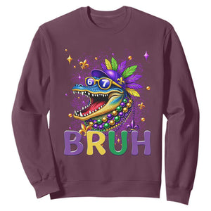 67 Mardi Gras Sweatshirt Funny Alligator Six Seven Bruh Meme TS14 Maroon Print Your Wear