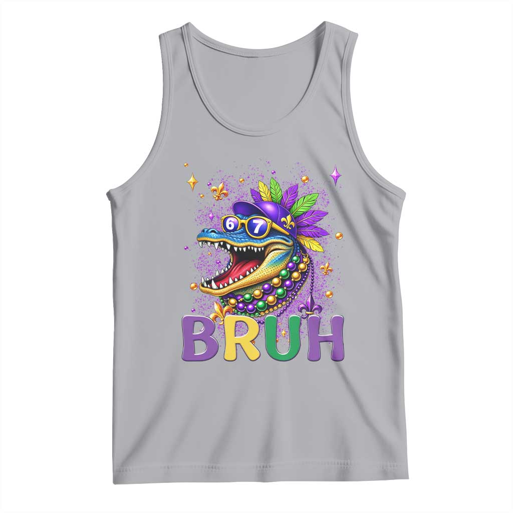 67 Mardi Gras Tank Top Funny Alligator Six Seven Bruh Meme TS14 Athletic Heather Print Your Wear